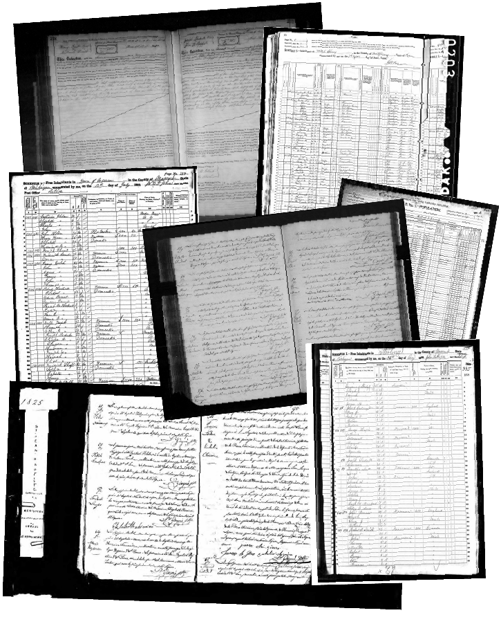 A collage of Canadian vital records — baptism, birth, and marriage certificates traced across seven generations.
